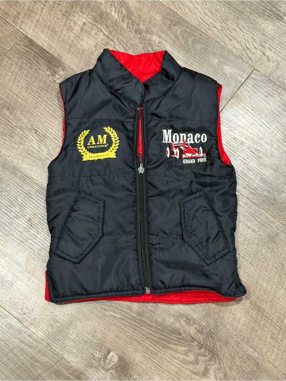 Monaco Grand Prix Youth Small Vest Zip Up Red Reversible Cars Fashion